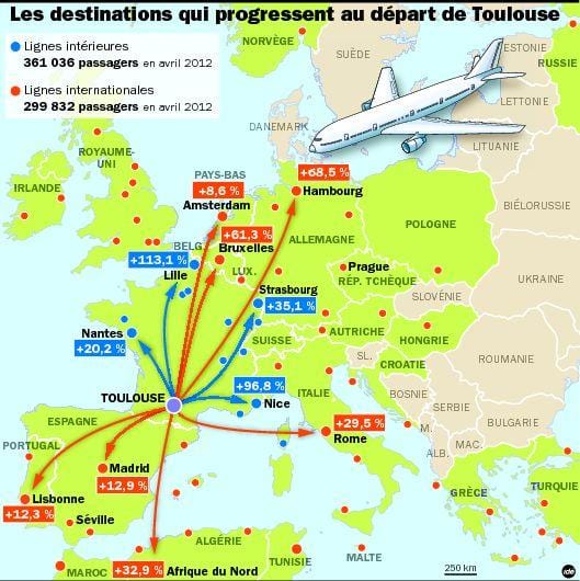 kartta Toulouse lentokenttä kohteet