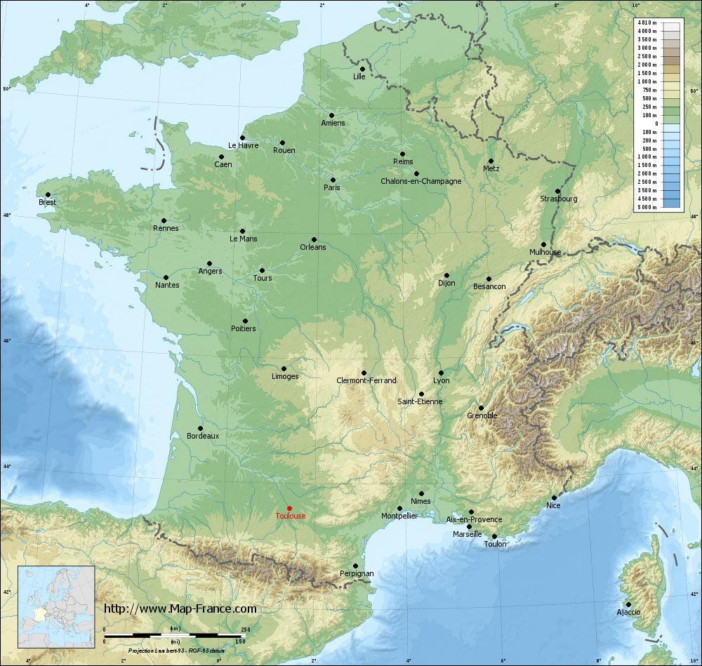 maantieteellinen kartta Toulouse