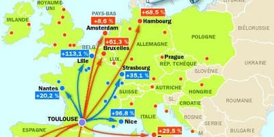 Kartta Toulouse lentokenttä kohteet
