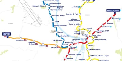 Kartta Toulouse raitiovaunu